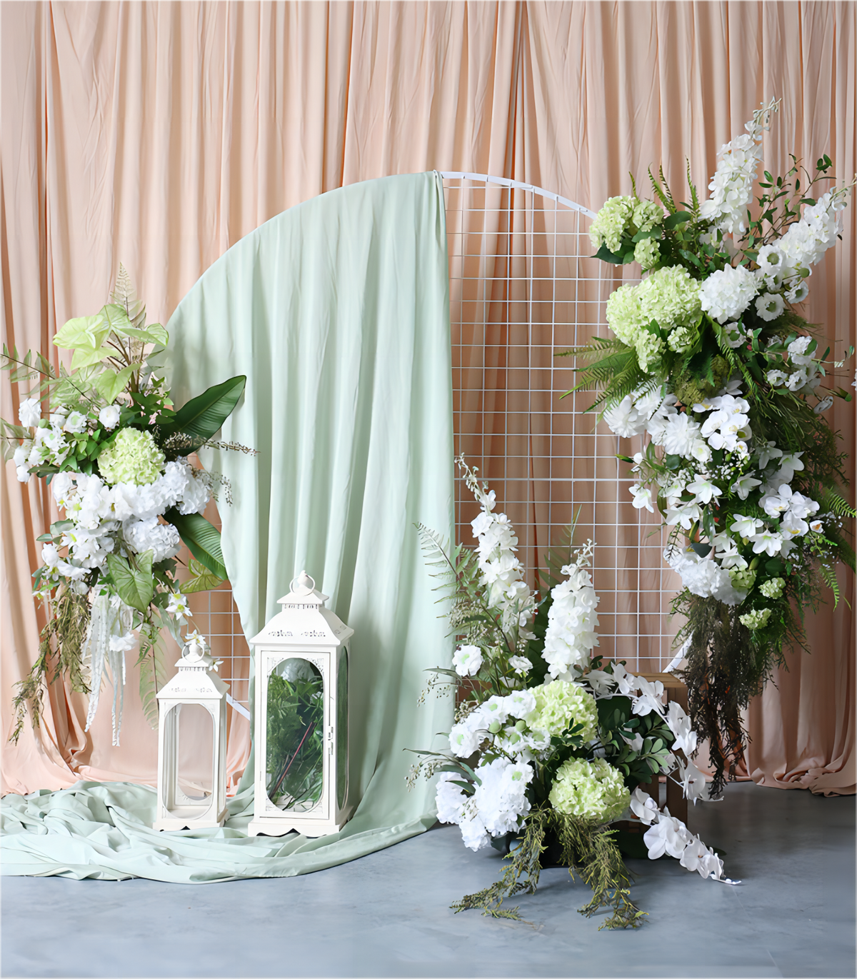 White Sage Hydrangea Orchid Artificial Flower Arrangement Row Wedding Party Birthday Backdrop Decor CH5008