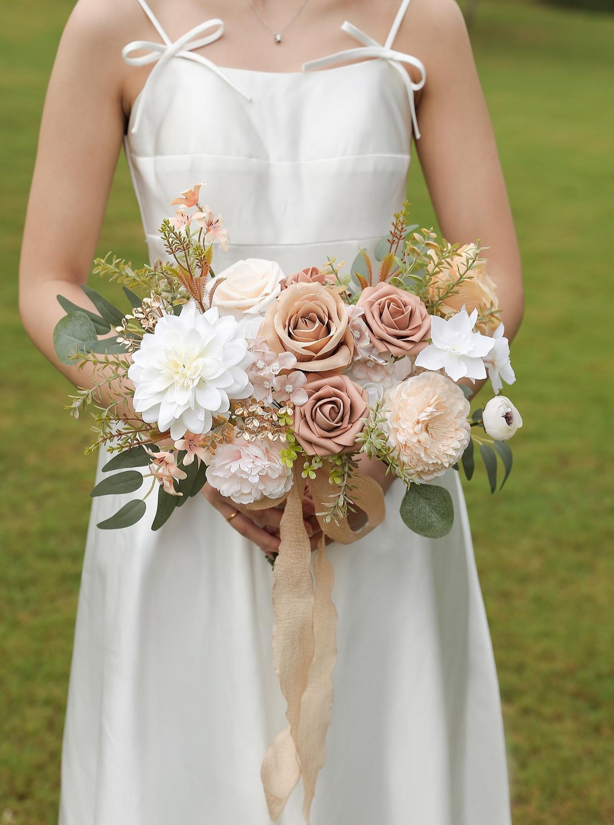 White Nude Fake Floral Artificial Flowers DIY Wedding Bouquet Box Set HH1227