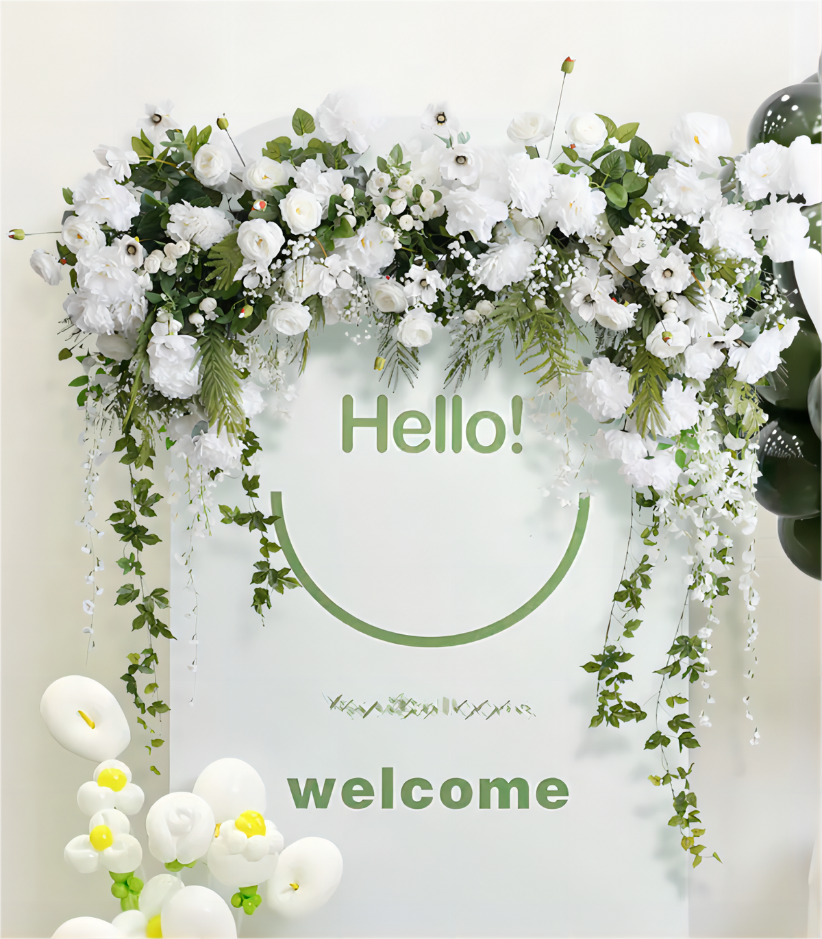 White Green Orchid Peony Artificial Flower Arrangement Row Wedding Party Birthday Backdrop Decor CH5007