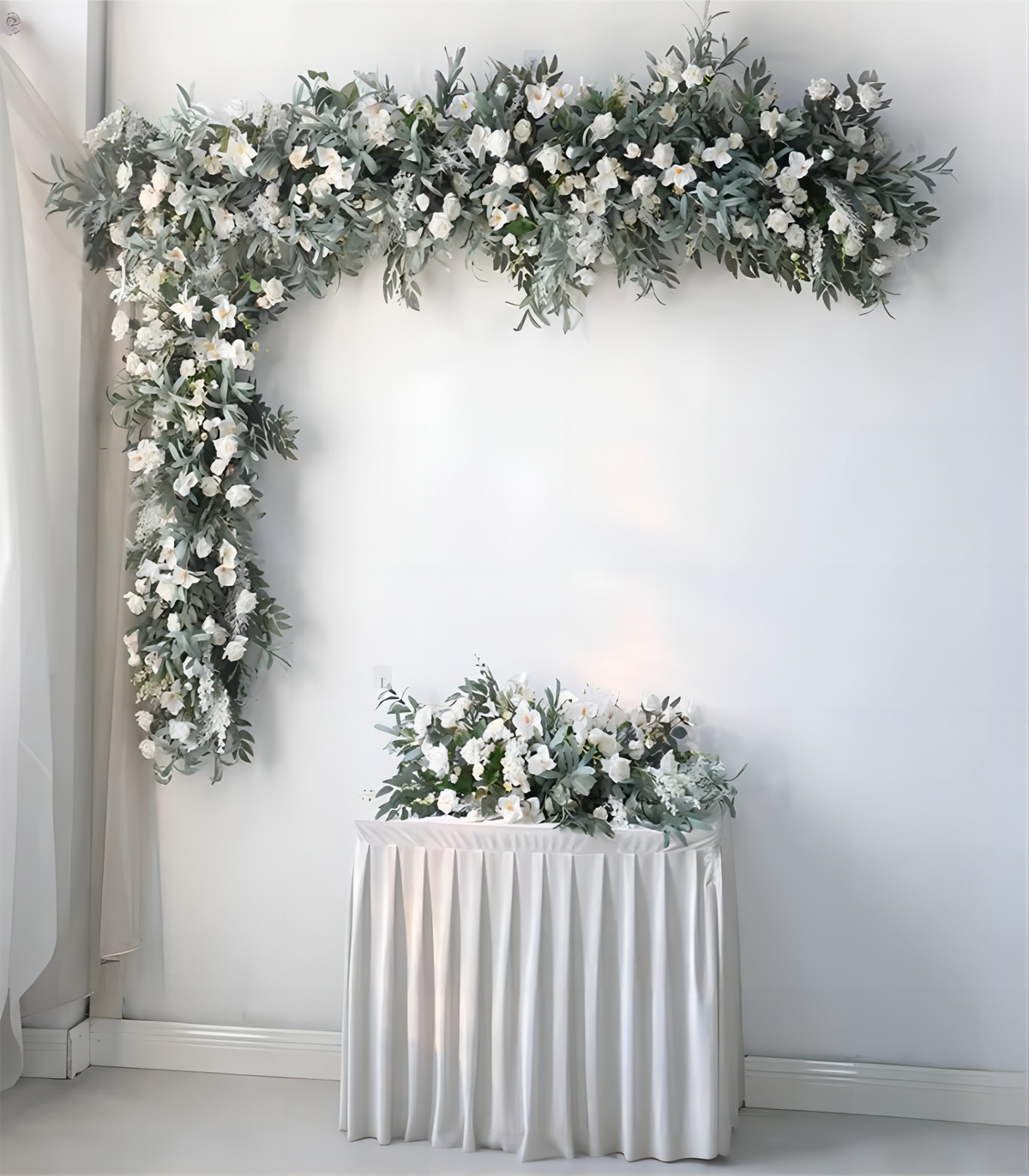White Green Orchid Artificial Flower Arrangement Row Wedding Party Birthday Backdrop Decor CH5010