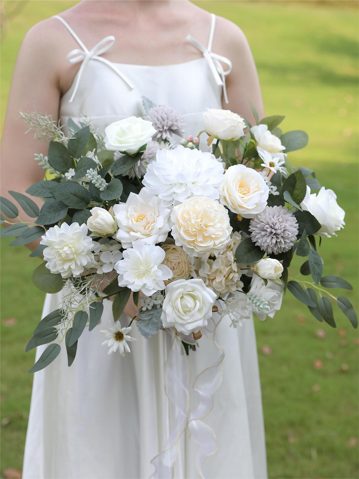 White Sage Fake Floral Artificial Flowers DIY Wedding Bouquet Box Set HH1226