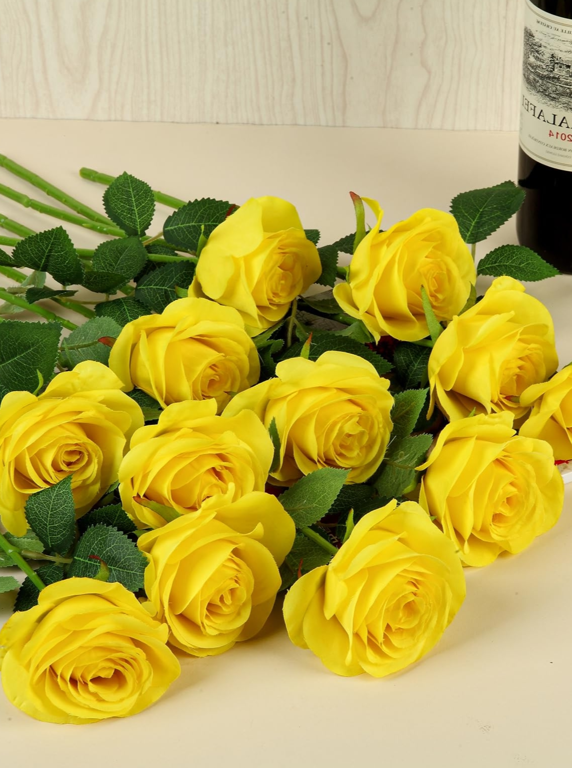 Yellow Artificial Rose Flowers With Long Stems Wedding Bouquet Centerpieces Decorations HH8023