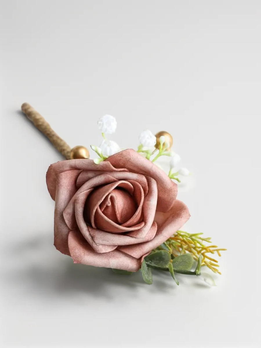 Dusty Rose Artificial Flower Wedding Boutonnieres LH2101