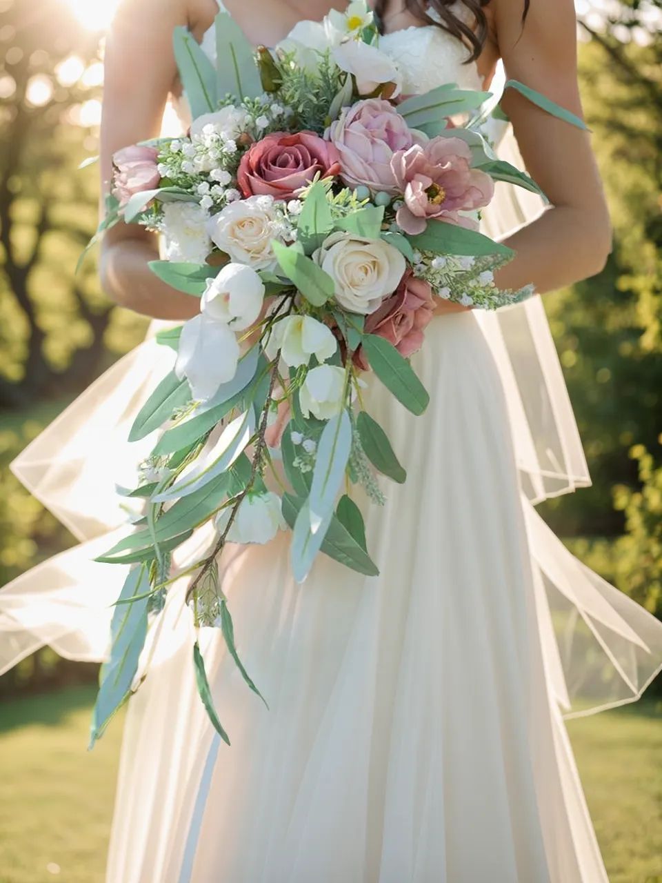 Dusty Rose 12“ Artificial Flower Wedding Bridal Bouquets SP2102