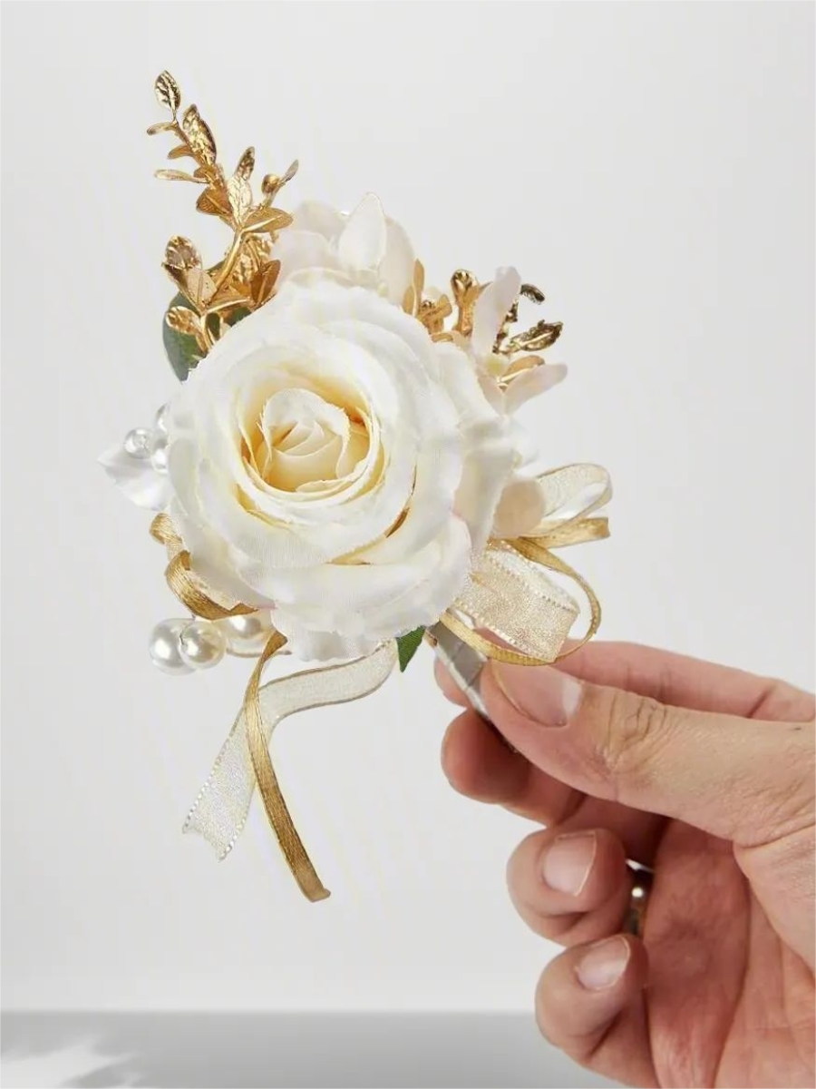 Champagne Artificial Flower Wedding Boutonnieres LH2015