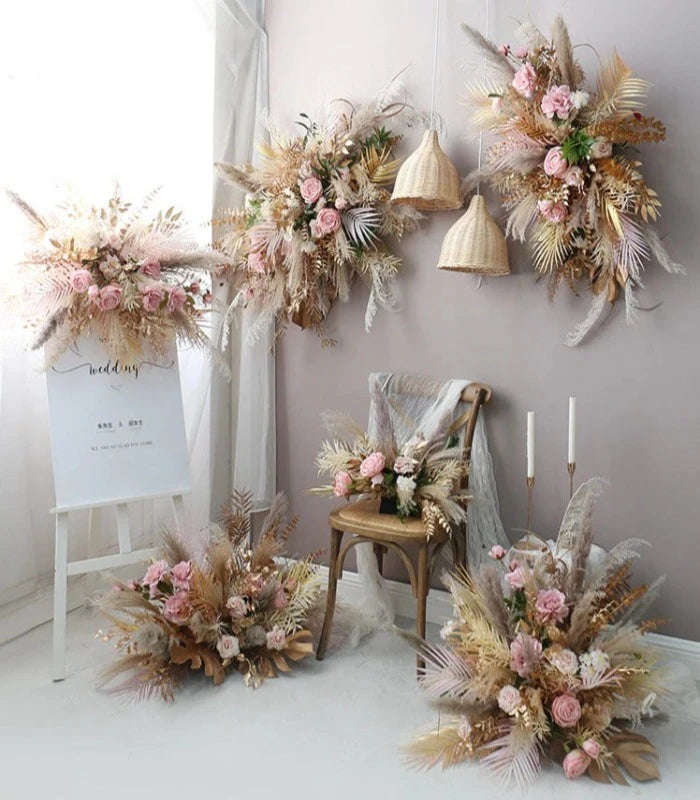 Natural Dried Pampas Artificial Flower Wedding Party Birthday Backdrop Decor CH4050