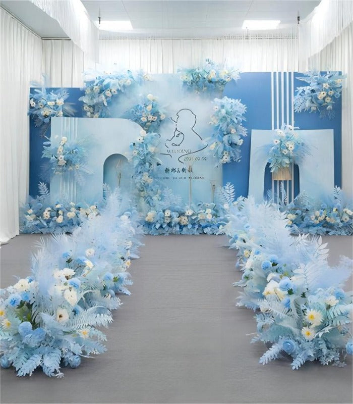 Blue Artificial Flower Wedding Party Birthday Backdrop Decor CH4116