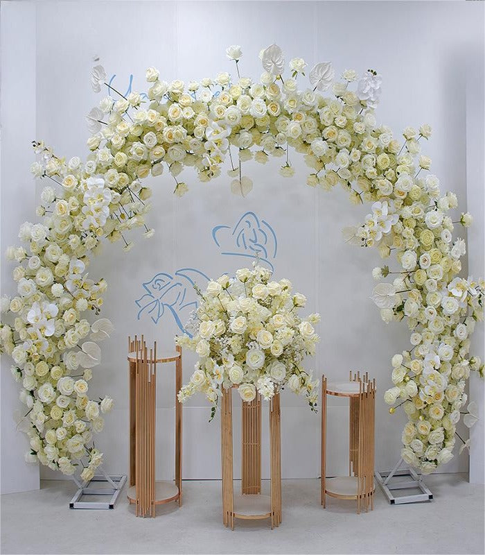 Ivory Yellow Phalaenopsis Rose Artificial Flower Wedding Party Birthday Backdrop Decor CH9258