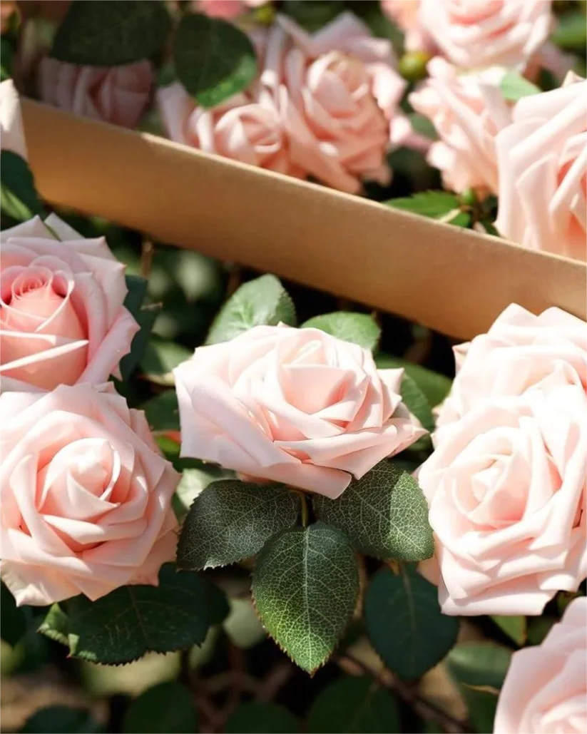 Blush Fake Floral Artificial Flowers DIY Wedding Bouquet Box Set HH1002