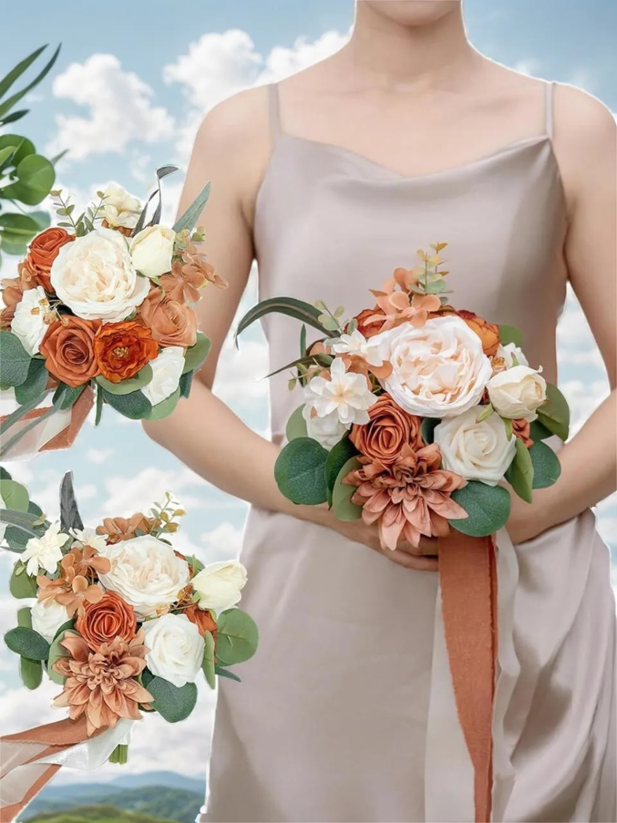 Terracotta 7.3“ Artificial Flower Wedding Bridesmaid Bouquets BN2106