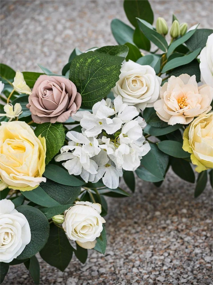 White Fake Floral Artificial Flowers DIY Wedding Bouquet Box Set HH1089