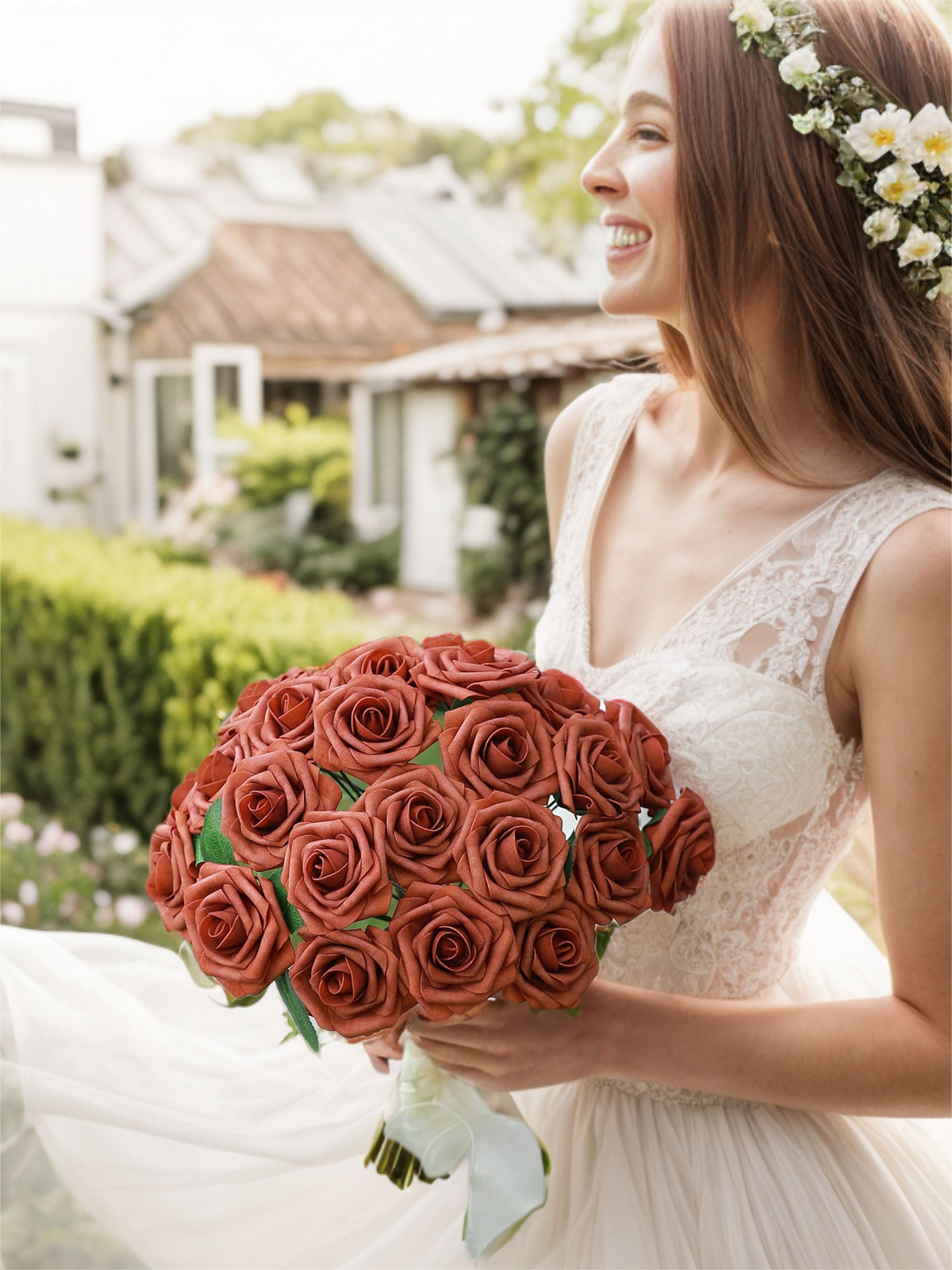 Sunset Terracotta Fake Floral Artificial Flowers DIY Wedding Bouquet Box Set HH1259