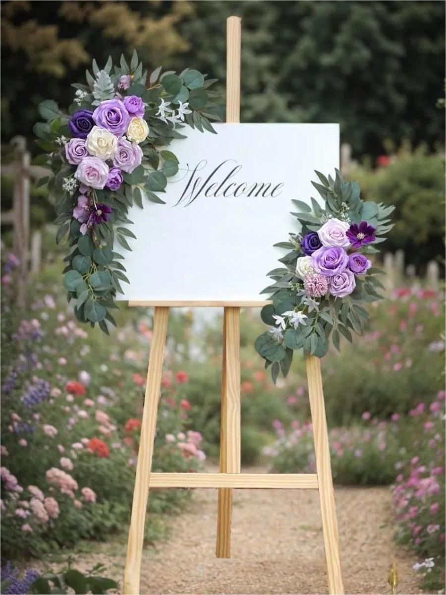 Purple Lilac Entryway Decor Wedding Artificial Arch Flowers Swag Kit XG2010