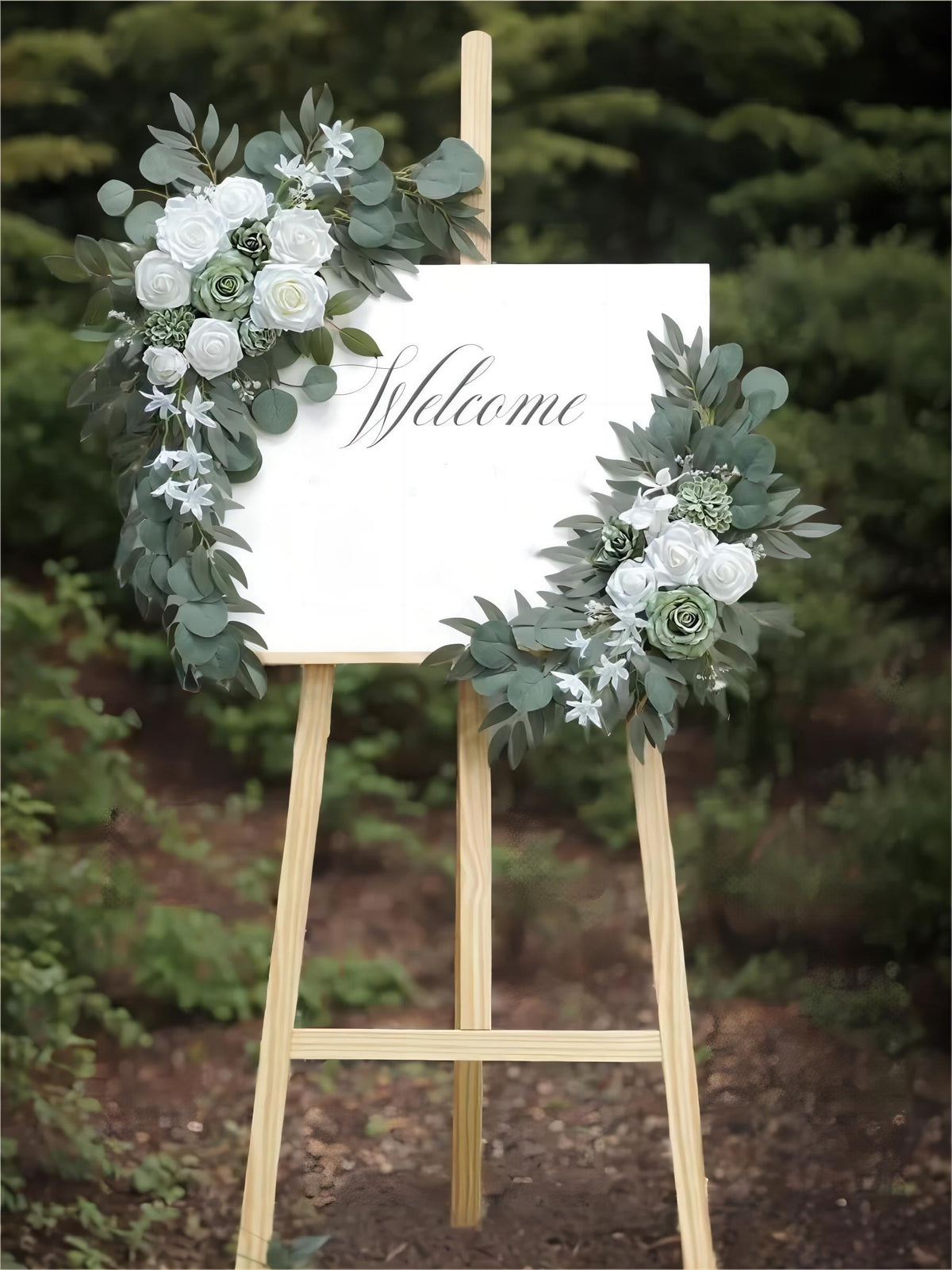 Sage White Entryway Decor Wedding Artificial Arch Flowers Swag Kit XG2012