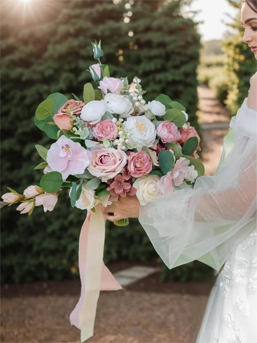 Dusty Rose 14“ Artificial Flower Wedding Bridal Bouquets SP2113