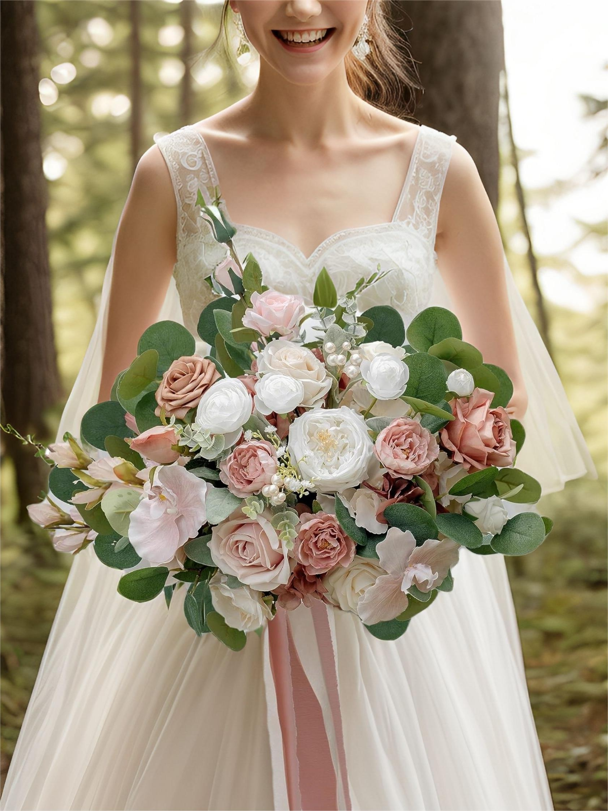 Dusty Rose 14“ Artificial Flower Wedding Bridal Bouquets SP2113
