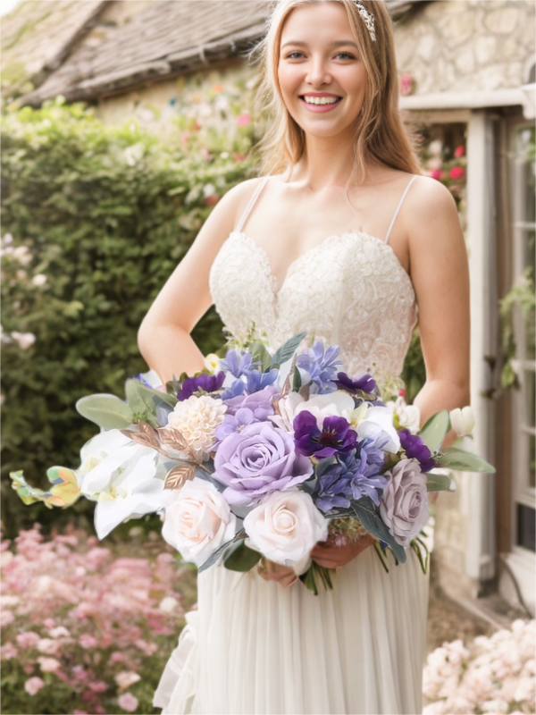 Purple Lilac Artificial Flower Wedding Bridal Bouquets SP9032