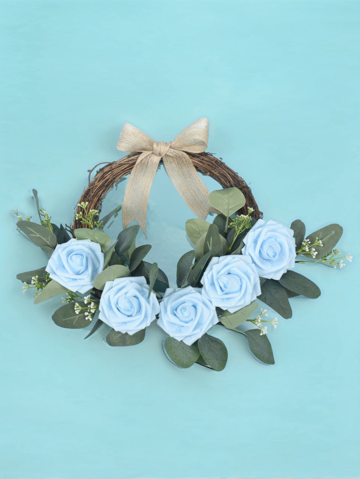 Blue Fake Floral Artificial Flowers DIY Wedding Bouquet Box Set HH1142