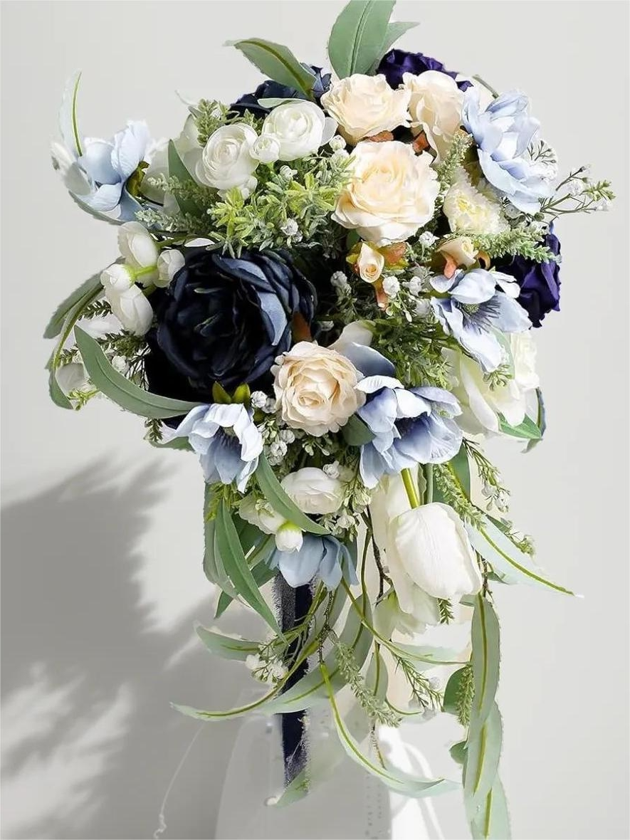 Navy Blue 12“ Artificial Flower Wedding Bridal Bouquets SP2104
