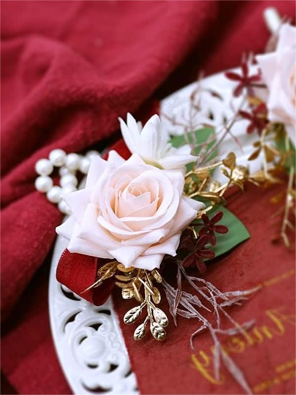 Pink Red Artificial Flower Wrist Corsages SW2004