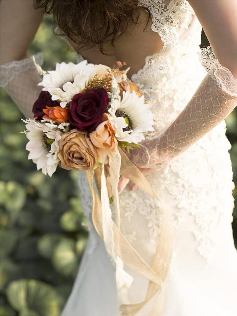 Marsala 8.6” Artificial Flower Wedding Bridesmaid Bouquets SP2020