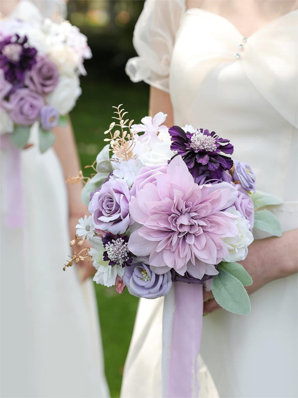 Purple 7" Artificial Flower Wedding Bridesmaid Bouquets SP2017