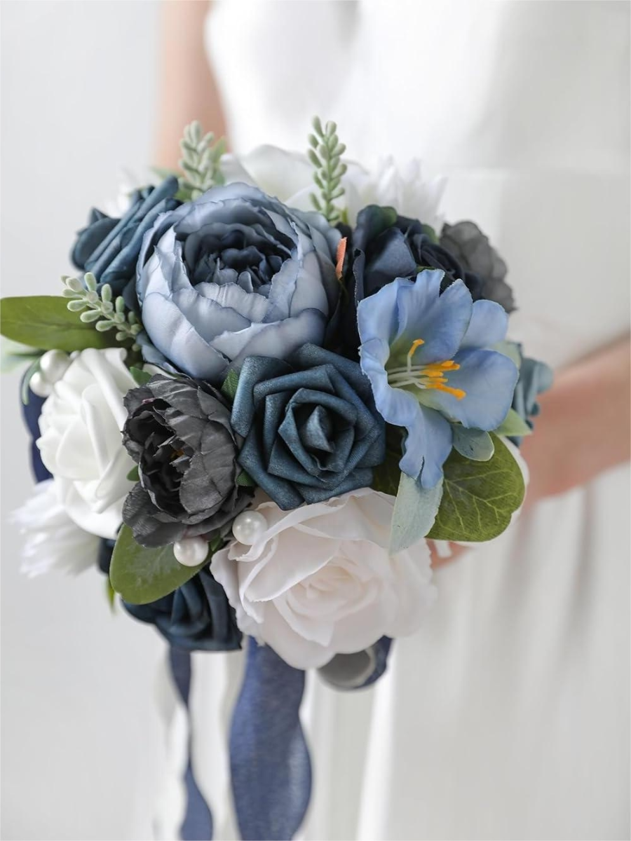 Dusty Blue 7" Artificial Flower Bridesmaid Bouquets BN9002