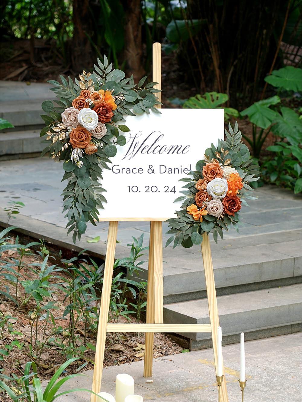 Burnt Orange Entryway Decor Wedding Artificial Arch Flowers Swag Kit XG2006