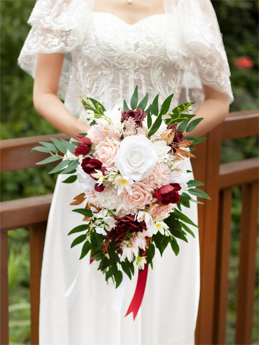 Marsala 11" Artificial Flower Wedding Bridal Bouquets Bridesmaid Bouquets SP2038