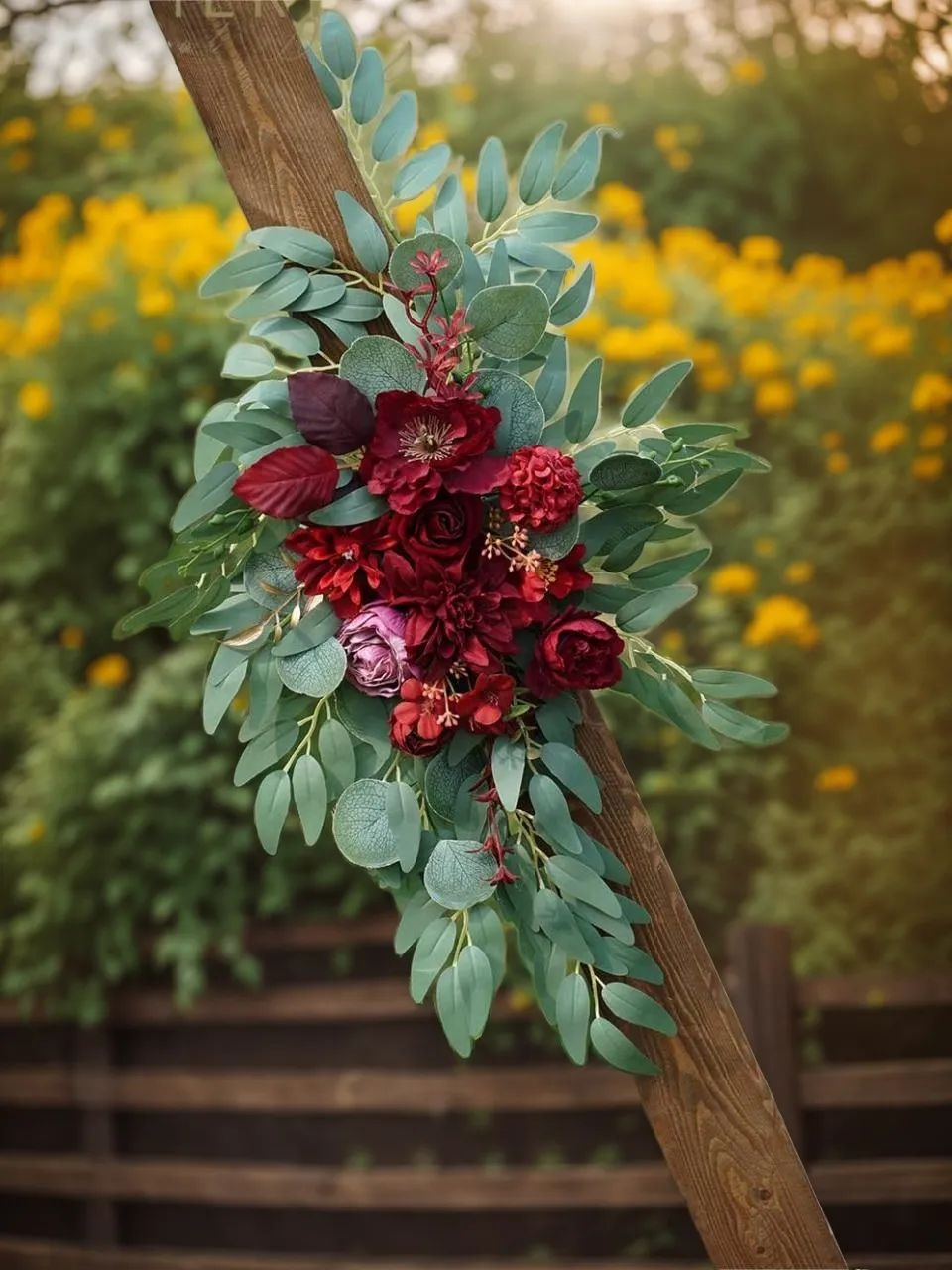 Burgundy Entryway Decor Wedding Artificial Arch Flowers Swag Kit XG2062