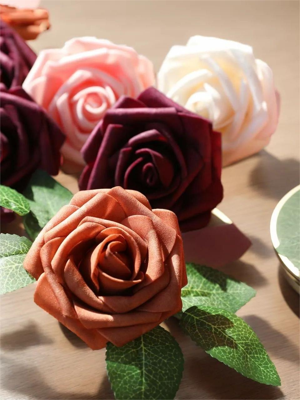 Burgundy Fake Floral Artificial Flowers DIY Wedding Bouquet Box Set HH1016