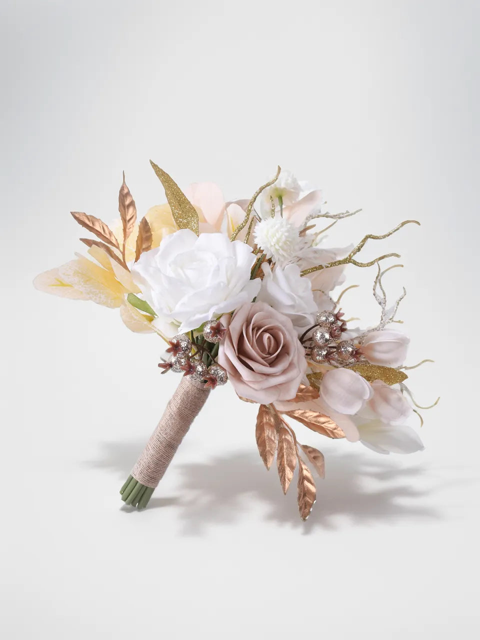 White Champagne Artificial Flower Wedding Bridesmaid Bouquets SP8011