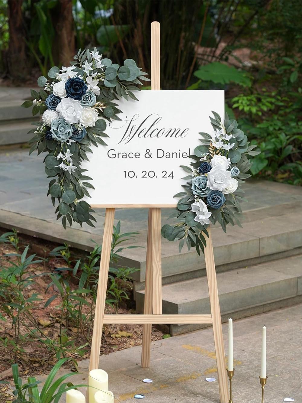 Dusty Blue Entryway Decor Wedding Artificial Arch Flowers Swag Kit  XG2007