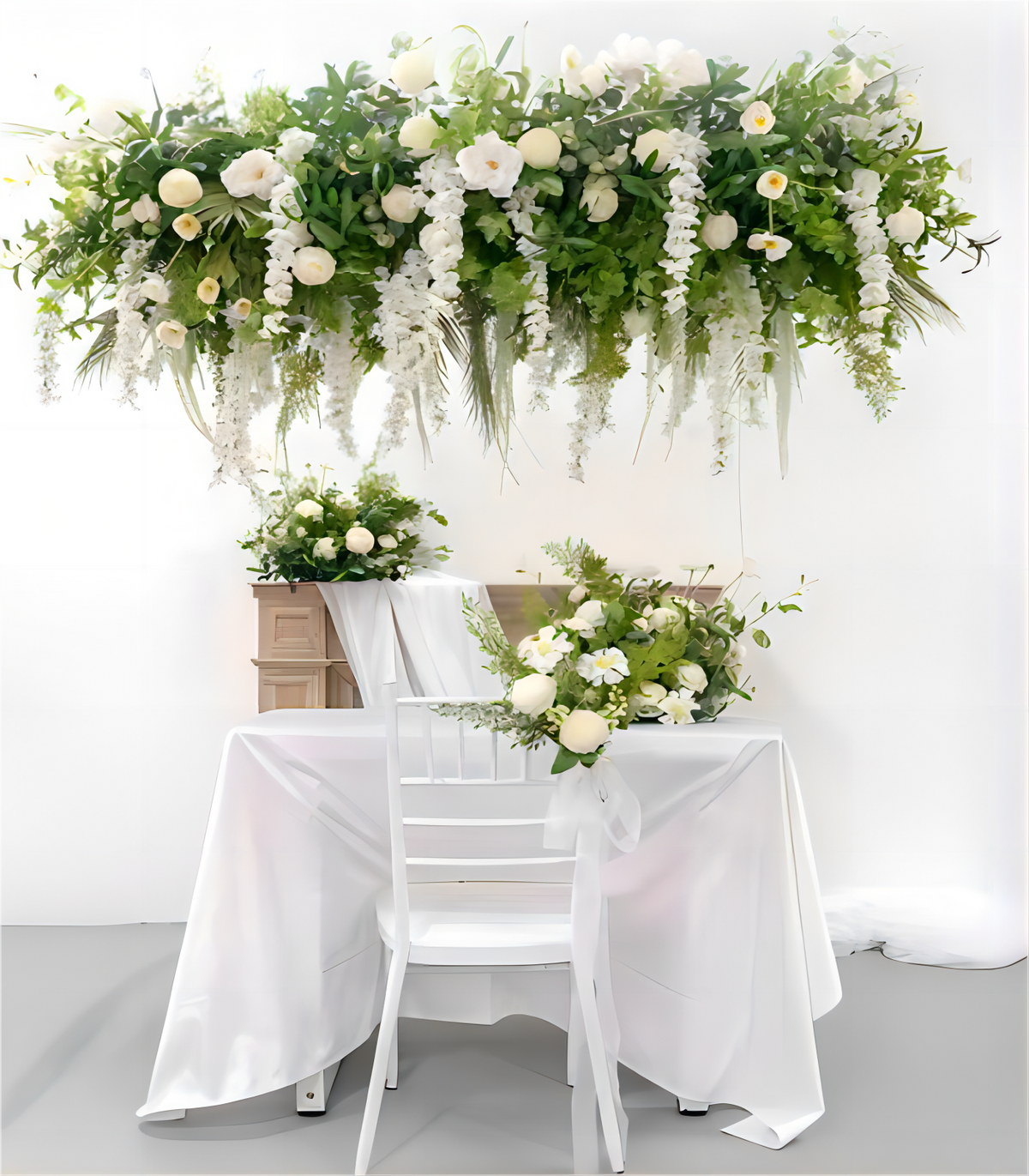 White Green Orchid Artificial Flower Wedding Party Birthday Backdrop Decor CH9675