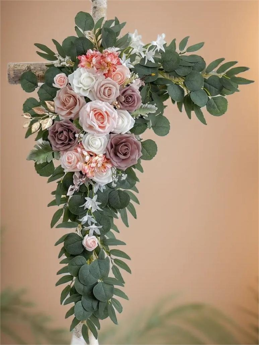Dusty Rose Blush Wedding Artificial Arch Flowers Kit With Draping Fabric GM2010