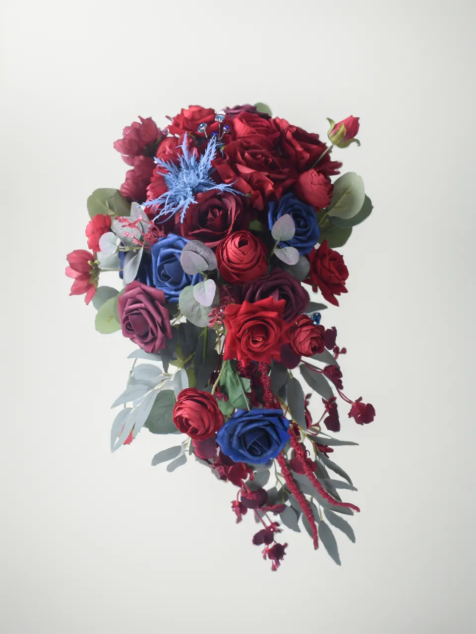 Burgundy & Navy Blue Artificial Flower Wedding Bridal Bouquets SP9005