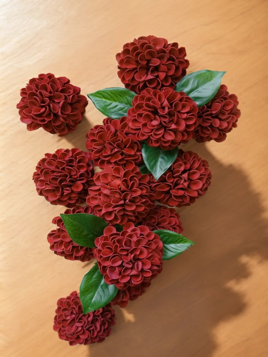 Burgundy Fake Floral Artificial Flowers DIY Wedding Bouquet Box Set HH1333