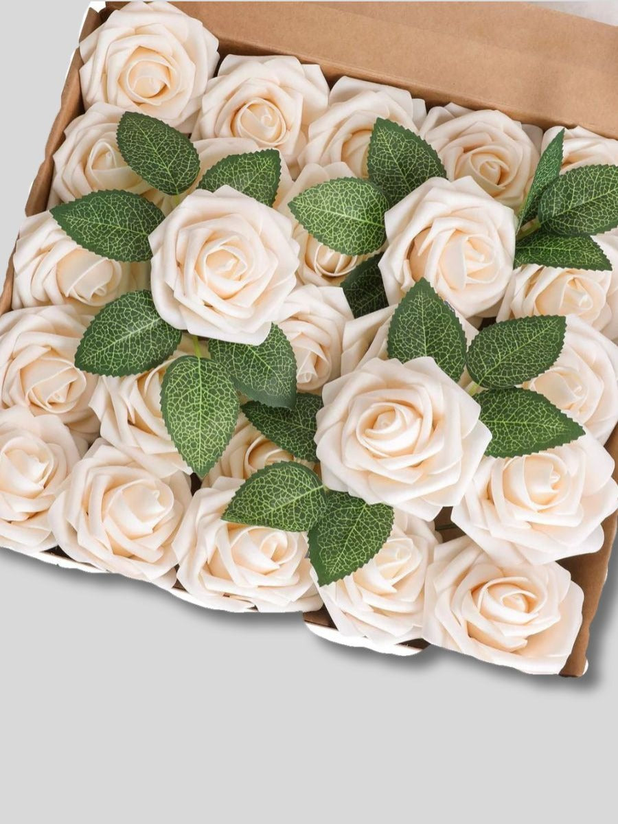 Champagne Fake Floral Artificial Flowers DIY Wedding Bouquet Box Set HH1005
