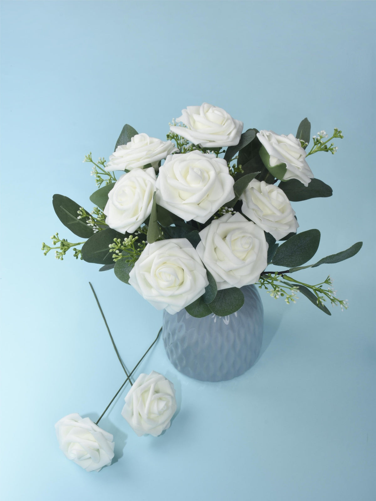 Ivory Fake Floral Artificial Flowers DIY Wedding Bouquet Box Set HH1011