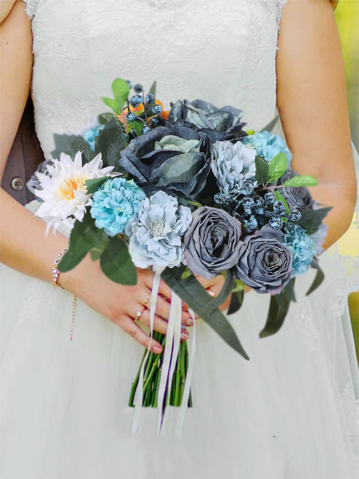 Fake Floral Artificial Flowers DIY Wedding Bouquet Box Set HH6008