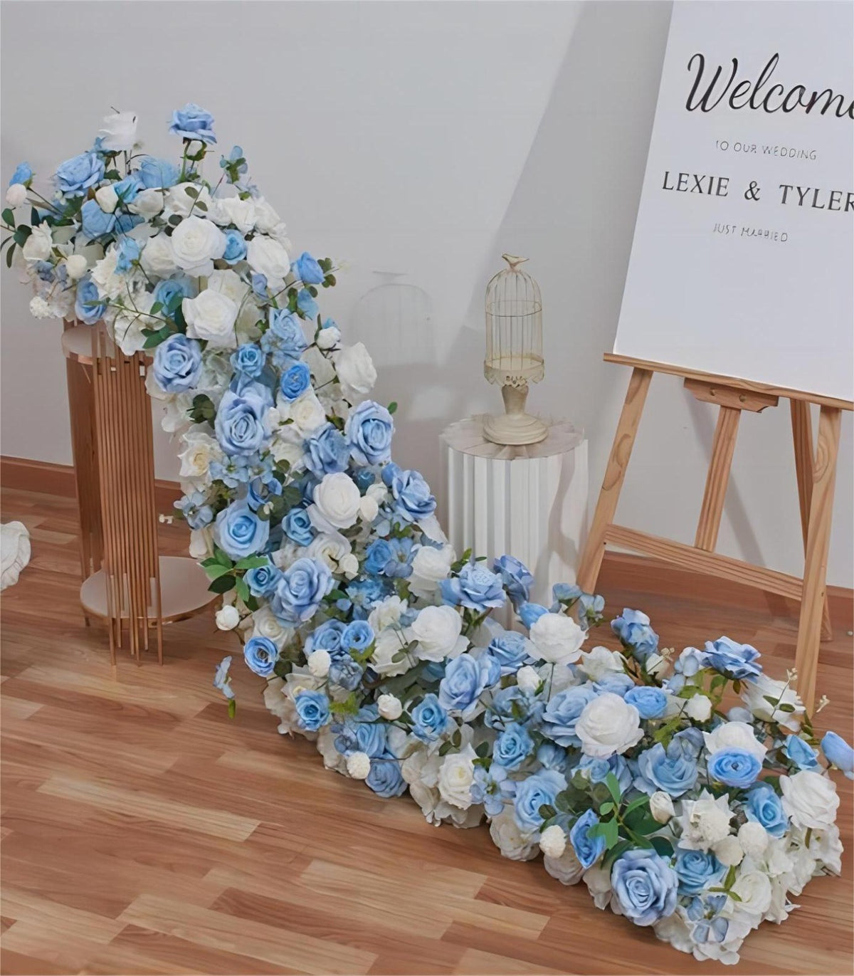 White Blue Artificial Flower Rose Wedding Party Birthday Backdrop Decor CH9313-16