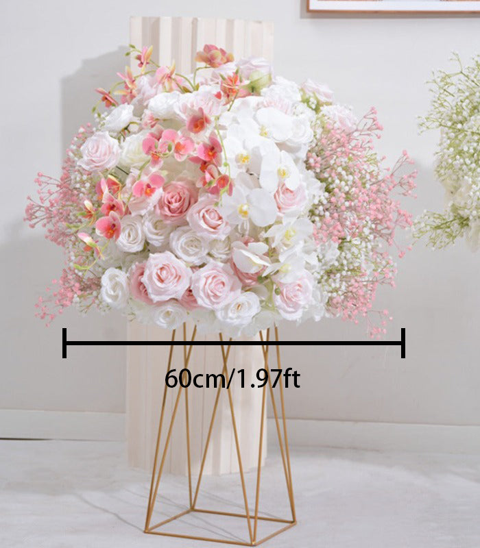 Pink White Artificial Flower Rose Babysbreath Wedding Party Birthday Backdrop Decor CH9293