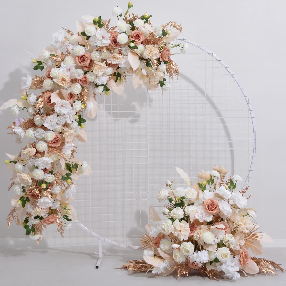 Artificial Flower Pink Rose Peony & Round Arch Wedding Party Birthday Backdrop Decor CH9719