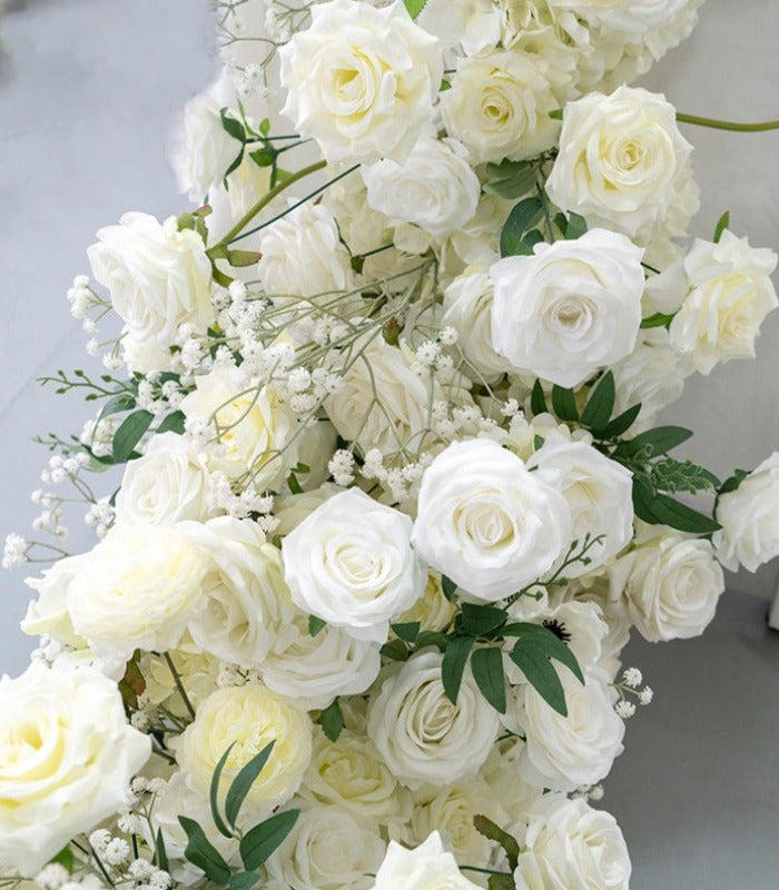 White Artificial Flower Rose Wedding Party Birthday Backdrop Decor CH9313-60