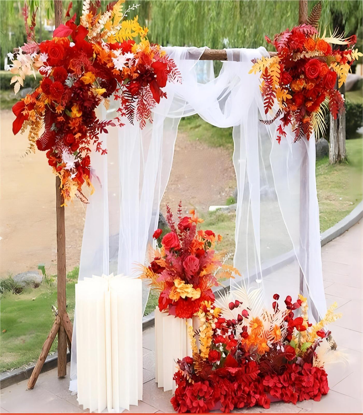 Artificial Flower Red Wedding Party Birthday Backdrop Decor CH9124-1