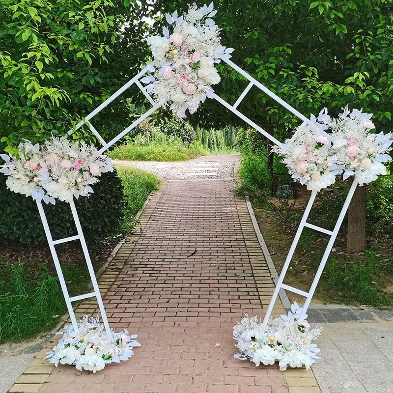 White Iron Adjustable Party Stand Flower Stand Wedding Arch Party Birthday B0ackdrop HJ8045