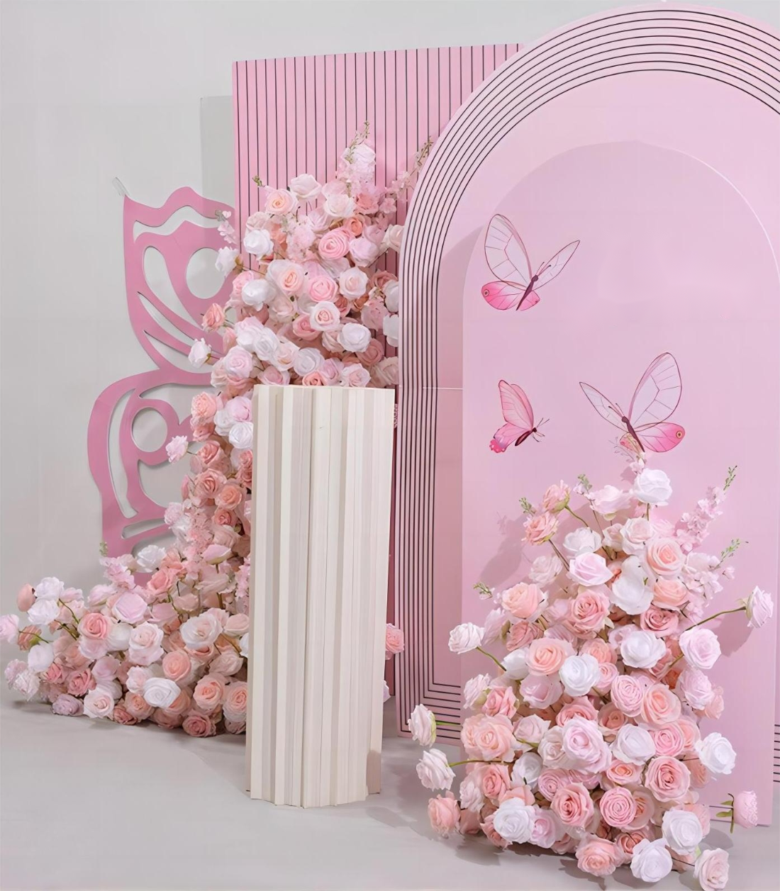 White Pink Artificial Flower Rose Wedding Party Birthday Backdrop Decor CH9315