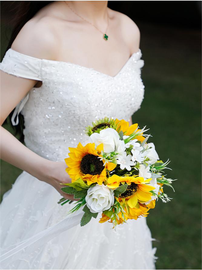 Burgundy & White Artificial Flower Wedding Bridal Bouquets SP7190