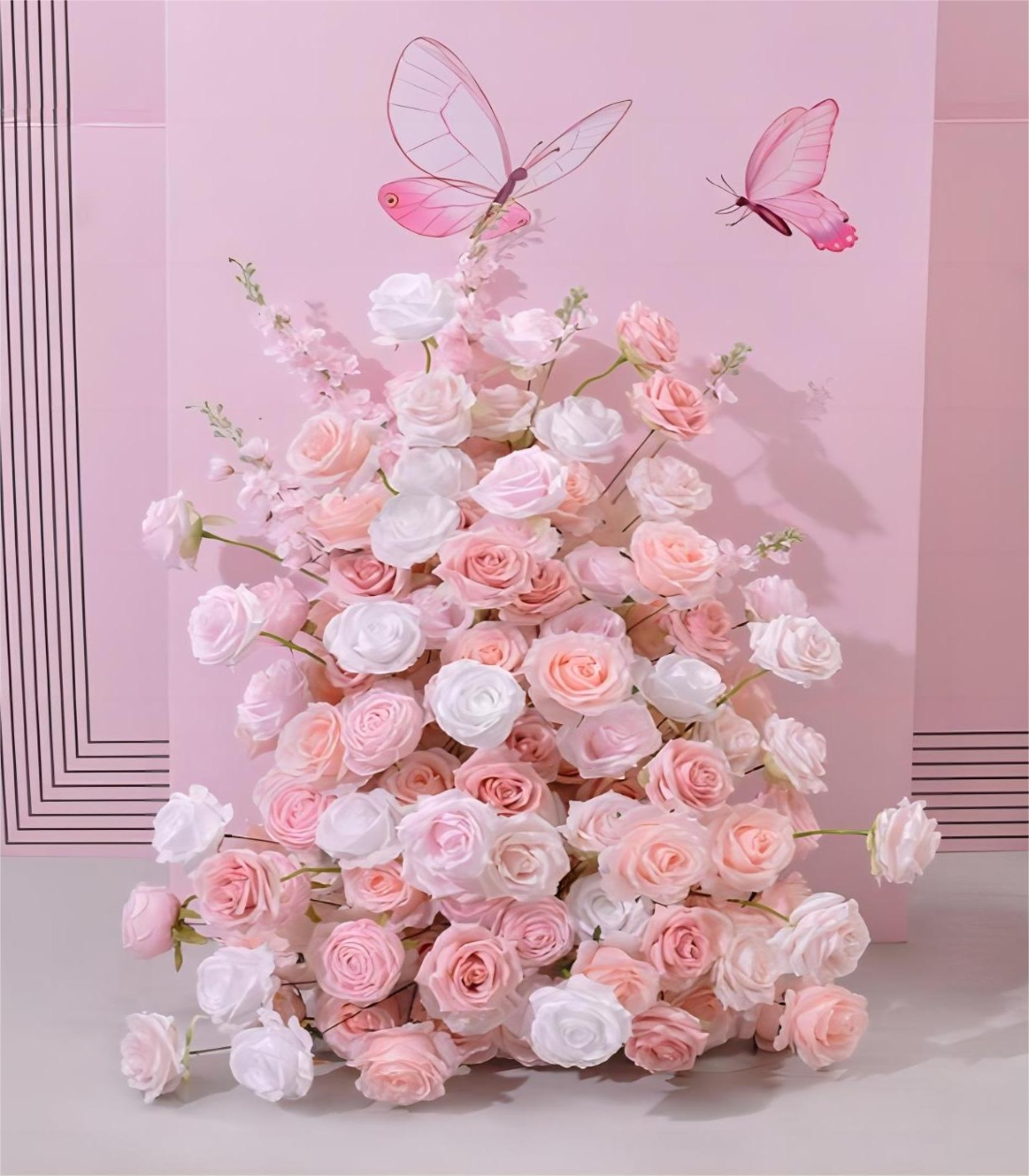 White Pink Artificial Flower Rose Wedding Party Birthday Backdrop Decor CH9315