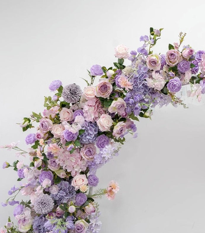 Purple Pink Hydrangea Rose Orchid  Artificial Flower & Moon Arch Wedding Party Birthday Proposal Backdrop Decor CH9634-2